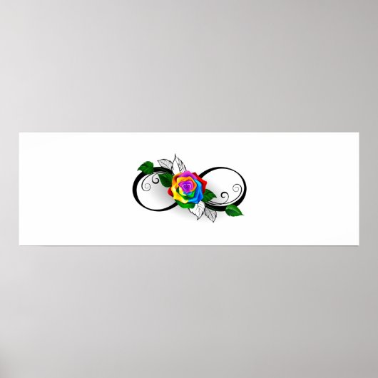 Unendlichkeitssymbol mit Rainbow-Rose Poster (Vorne)