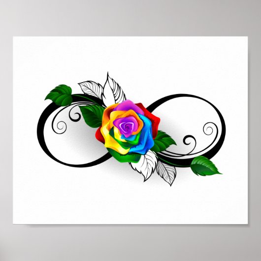 Unendlichkeitssymbol mit Rainbow-Rose Poster (Vorne)