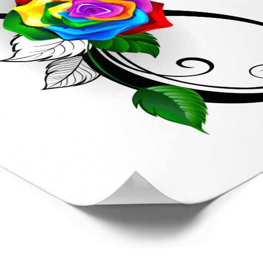 Unendlichkeitssymbol mit Rainbow-Rose Poster (Ecke)