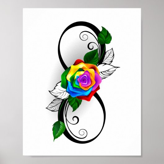 Unendlichkeitssymbol mit Rainbow-Rose Poster (Vorne)