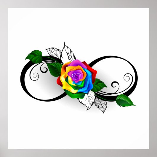 Unendlichkeitssymbol mit Rainbow-Rose Poster (Vorne)