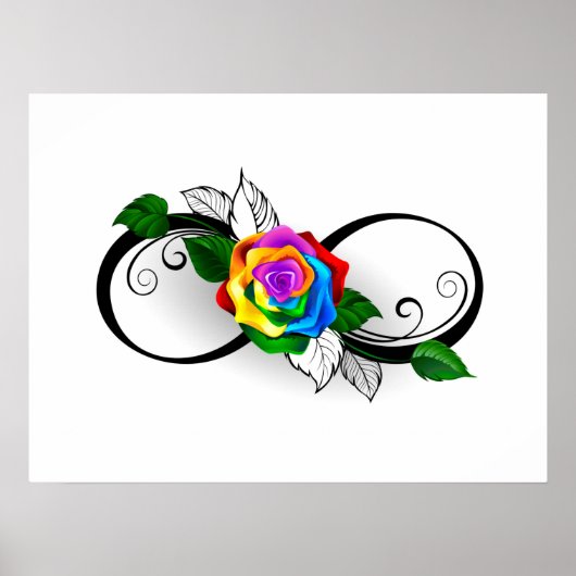 Unendlichkeitssymbol mit Rainbow-Rose Poster (Vorne)
