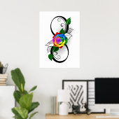 Unendlichkeitssymbol mit Rainbow-Rose Poster (Heimbüro)