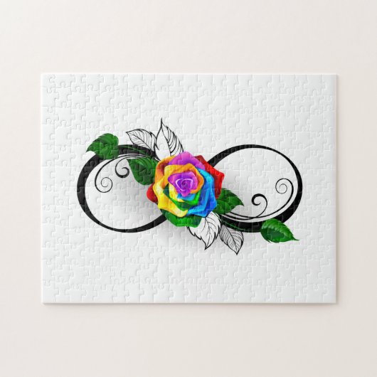 Unendlichkeitssymbol mit Rainbow-Rose Puzzle (Horizontal)
