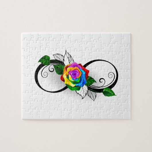 Unendlichkeitssymbol mit Rainbow-Rose Puzzle (Horizontal)