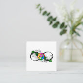 Unendlichkeitssymbol mit Rainbow-Rose Quadratische Visitenkarte (Stehend Vorderseite)