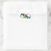 Unendlichkeitssymbol mit Rainbow-Rose Quadratischer Aufkleber (Tasche)