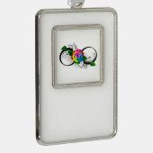 Unendlichkeitssymbol mit Rainbow-Rose Rahmen-Ornament Silber (Rechts)