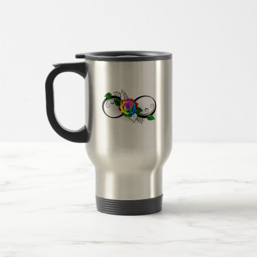 Unendlichkeitssymbol mit Rainbow-Rose Reisebecher (Links)