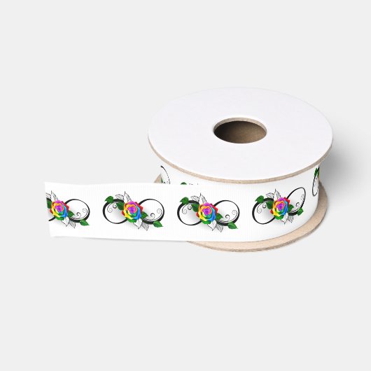 Unendlichkeitssymbol mit Rainbow-Rose Ripsband (Spule)