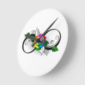 Unendlichkeitssymbol mit Rainbow-Rose Runde Wanduhr (Winkel)