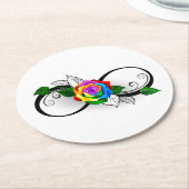 Unendlichkeitssymbol mit Rainbow-Rose Runder Pappuntersetzer (Angewinkelt)