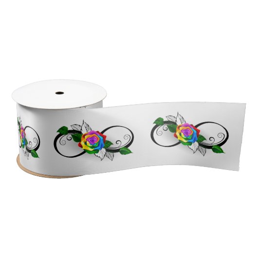 Unendlichkeitssymbol mit Rainbow-Rose Satinband (Spule)