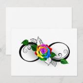 Unendlichkeitssymbol mit Rainbow-Rose Save The Date (Vorne/Hinten)