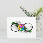 Unendlichkeitssymbol mit Rainbow-Rose Save The Date (Stehend Vorderseite)