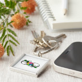 Unendlichkeitssymbol mit Rainbow-Rose Schlüsselanhänger (Seite)