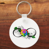 Unendlichkeitssymbol mit Rainbow-Rose Schlüsselanhänger (Vorderseite)