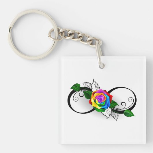 Unendlichkeitssymbol mit Rainbow-Rose Schlüsselanhänger (Vorderseite)
