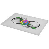 Unendlichkeitssymbol mit Rainbow-Rose Schneidebrett (Ecke)