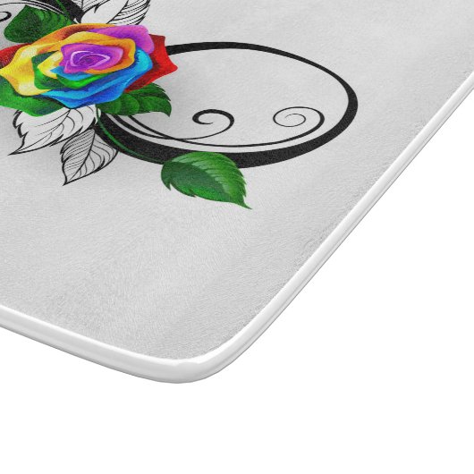 Unendlichkeitssymbol mit Rainbow-Rose Schneidebrett (Ecke)
