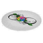 Unendlichkeitssymbol mit Rainbow-Rose Schneidebrett (Ecke)