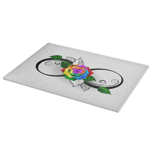 Unendlichkeitssymbol mit Rainbow-Rose Schneidebrett (Ecke)