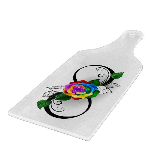 Unendlichkeitssymbol mit Rainbow-Rose Schneidebrett (Ecke)
