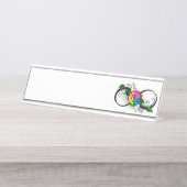 Unendlichkeitssymbol mit Rainbow-Rose Schreibtischnamensplakette (Vorderseite )