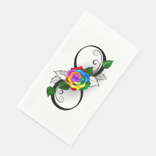 Unendlichkeitssymbol mit Rainbow-Rose Serviette
