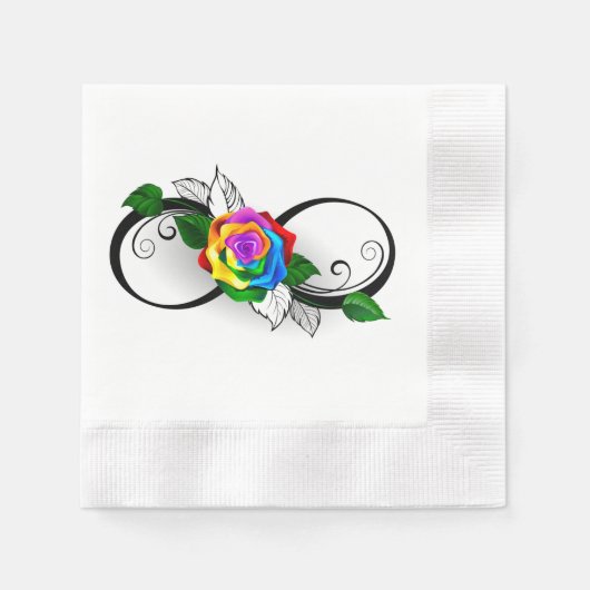 Unendlichkeitssymbol mit Rainbow-Rose Serviette (Vorderseite)