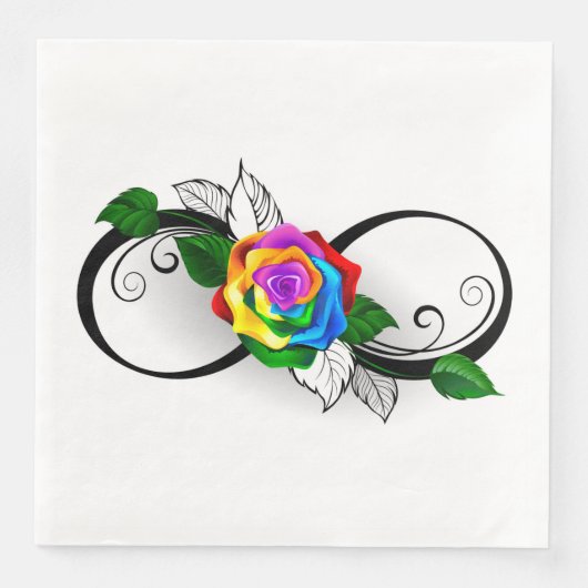 Unendlichkeitssymbol mit Rainbow-Rose Serviette (Vorderseite)