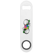 Unendlichkeitssymbol mit Rainbow-Rose Speed Flaschenöffner (Rückseite)