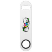 Unendlichkeitssymbol mit Rainbow-Rose Speed Flaschenöffner (Vorderseite)