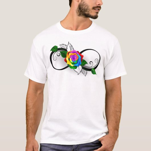 Unendlichkeitssymbol mit Rainbow-Rose T-Shirt (Vorderseite)