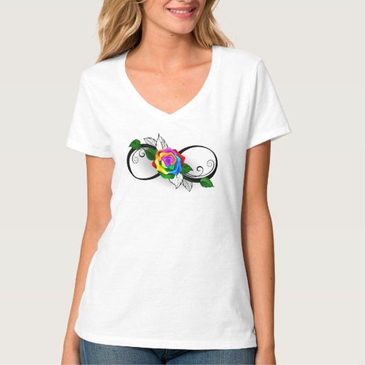 Unendlichkeitssymbol mit Rainbow-Rose T-Shirt (Vorderseite)