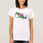 Unendlichkeitssymbol mit Rainbow-Rose T-Shirt (Vorderseite)