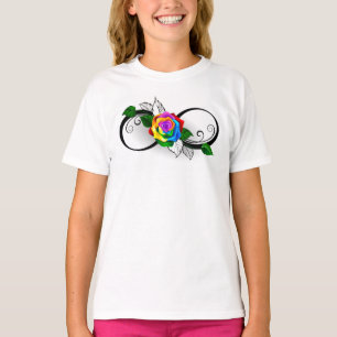 Unendlichkeitssymbol mit Rainbow-Rose T-Shirt