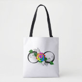 Unendlichkeitssymbol mit Rainbow-Rose Tasche (Vorderseite)