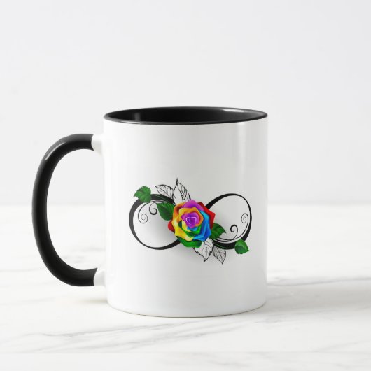 Unendlichkeitssymbol mit Rainbow-Rose Tasse (Links)
