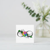 Unendlichkeitssymbol mit Rainbow-Rose Terminkarte (Stehend Vorderseite)