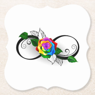 Unendlichkeitssymbol mit Rainbow-Rose Untersetzer