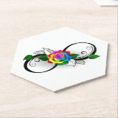Unendlichkeitssymbol mit Rainbow-Rose Untersetzer (angewinkelt)