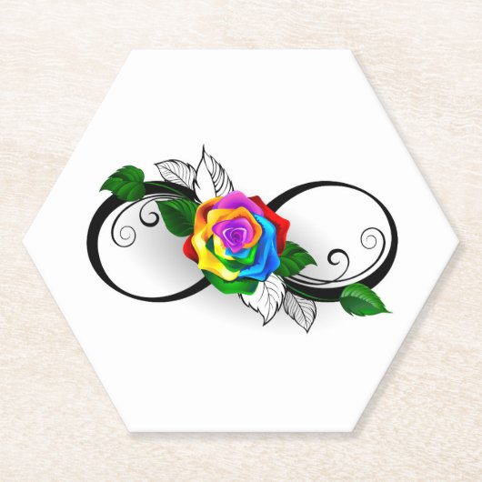 Unendlichkeitssymbol mit Rainbow-Rose Untersetzer (Vorderseite)