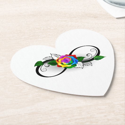Unendlichkeitssymbol mit Rainbow-Rose Untersetzer (angewinkelt)