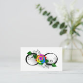 Unendlichkeitssymbol mit Rainbow-Rose Visitenkarte (Stehend Vorderseite)