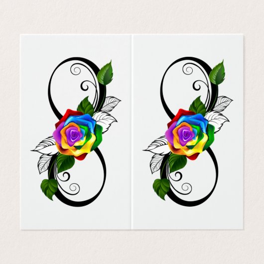 Unendlichkeitssymbol mit Rainbow-Rose Visitenkarten (Außenseite Aufgefaltet)