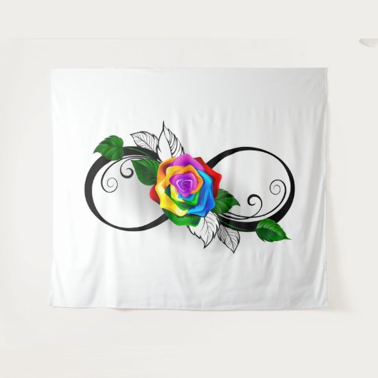 Unendlichkeitssymbol mit Rainbow-Rose Wandteppich (Vorderseite (Horizontal))