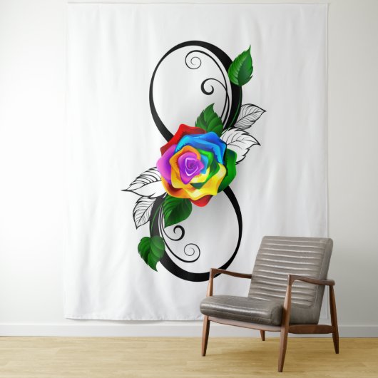 Unendlichkeitssymbol mit Rainbow-Rose Wandteppich (Beispiel)