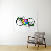 Unendlichkeitssymbol mit Rainbow-Rose Wandteppich (Beispiel (Horizontal))