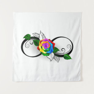 Unendlichkeitssymbol mit Rainbow-Rose Wandteppich